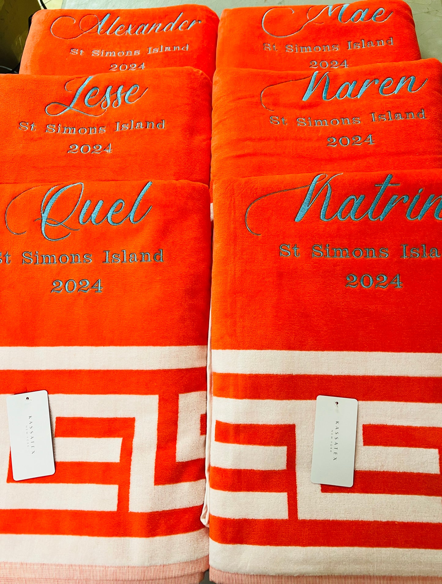 Greek Key Frame Beach Towels
