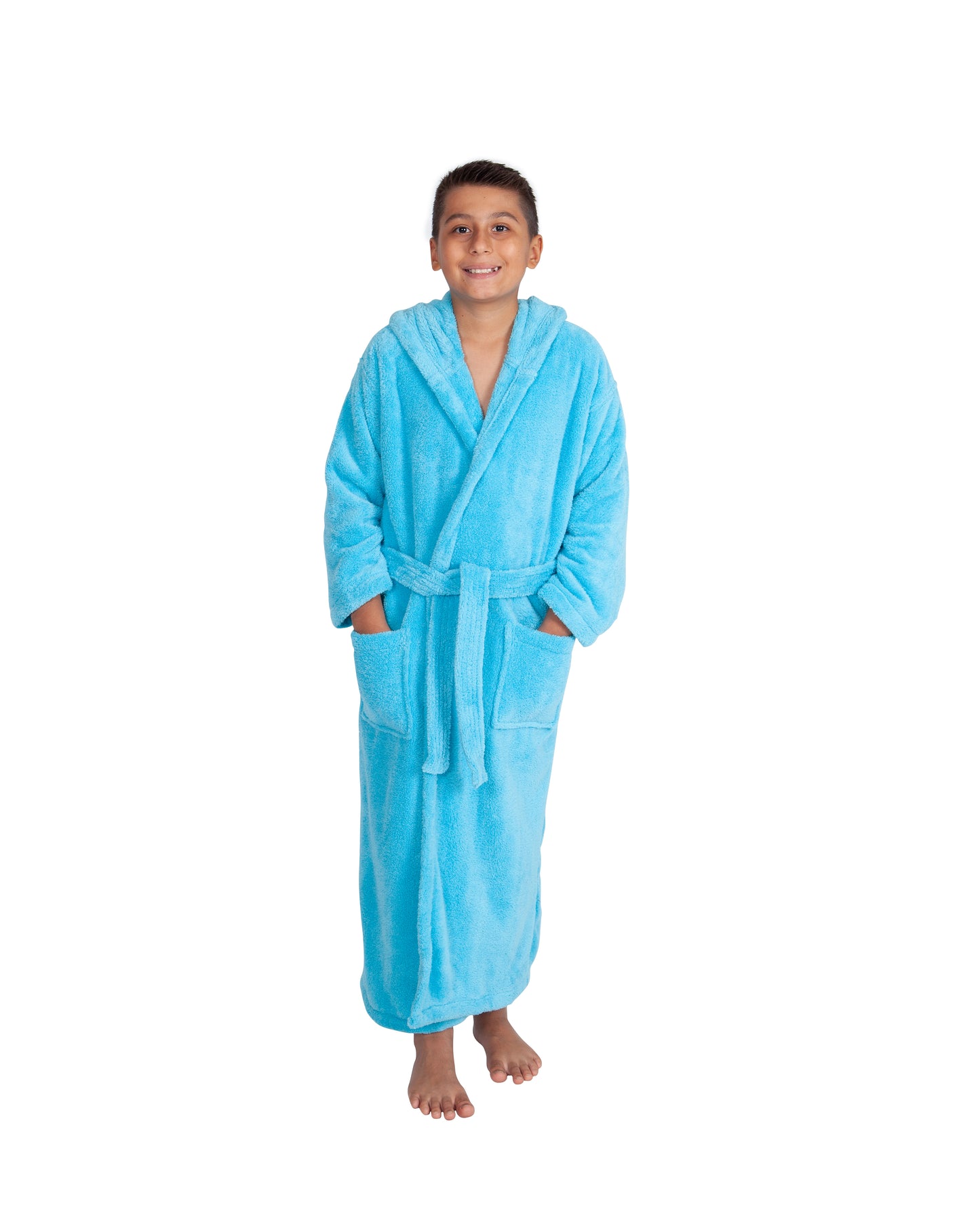 Kids Fleece, Plush, Soft and Warm Hooded Bathrobe for Boys, Made in Turkey