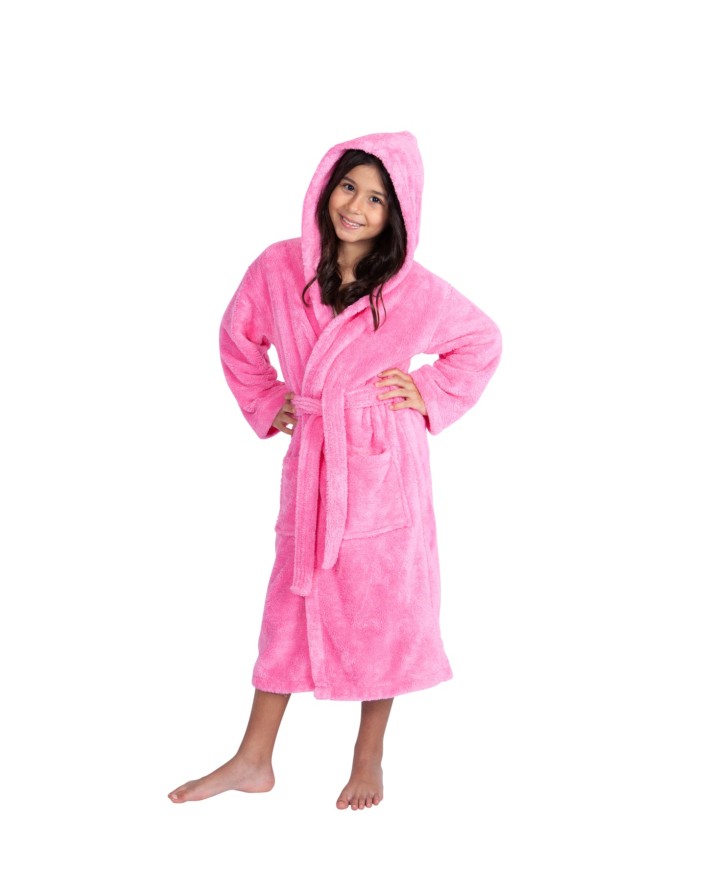 Kids Fleece, Plush, Soft and Warm Hooded Bathrobe for Girls, Made in Turkey