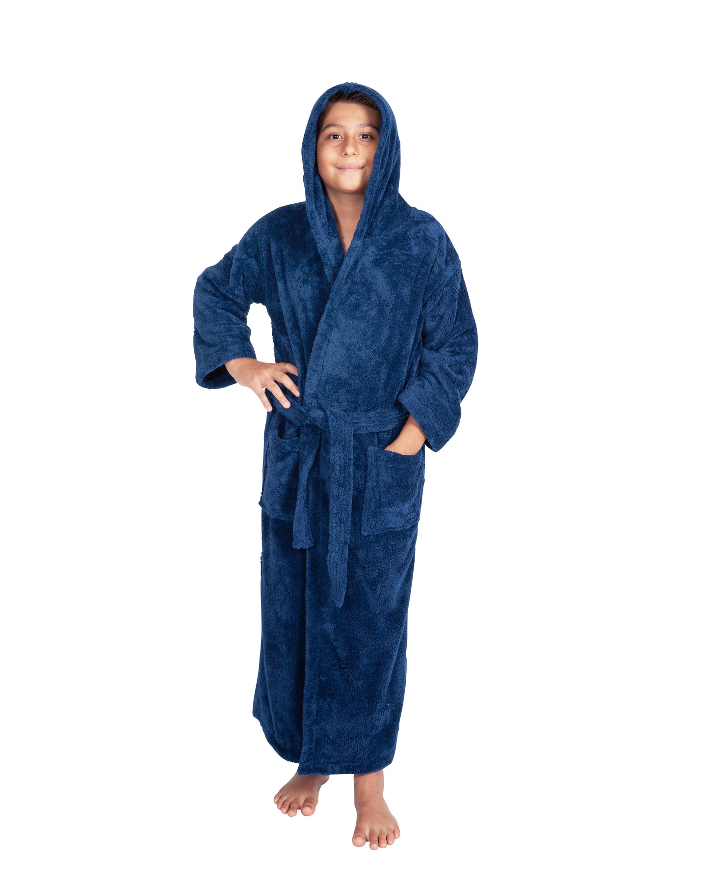Kids Fleece, Plush, Soft and Warm Hooded Bathrobe for Boys, Made in Turkey