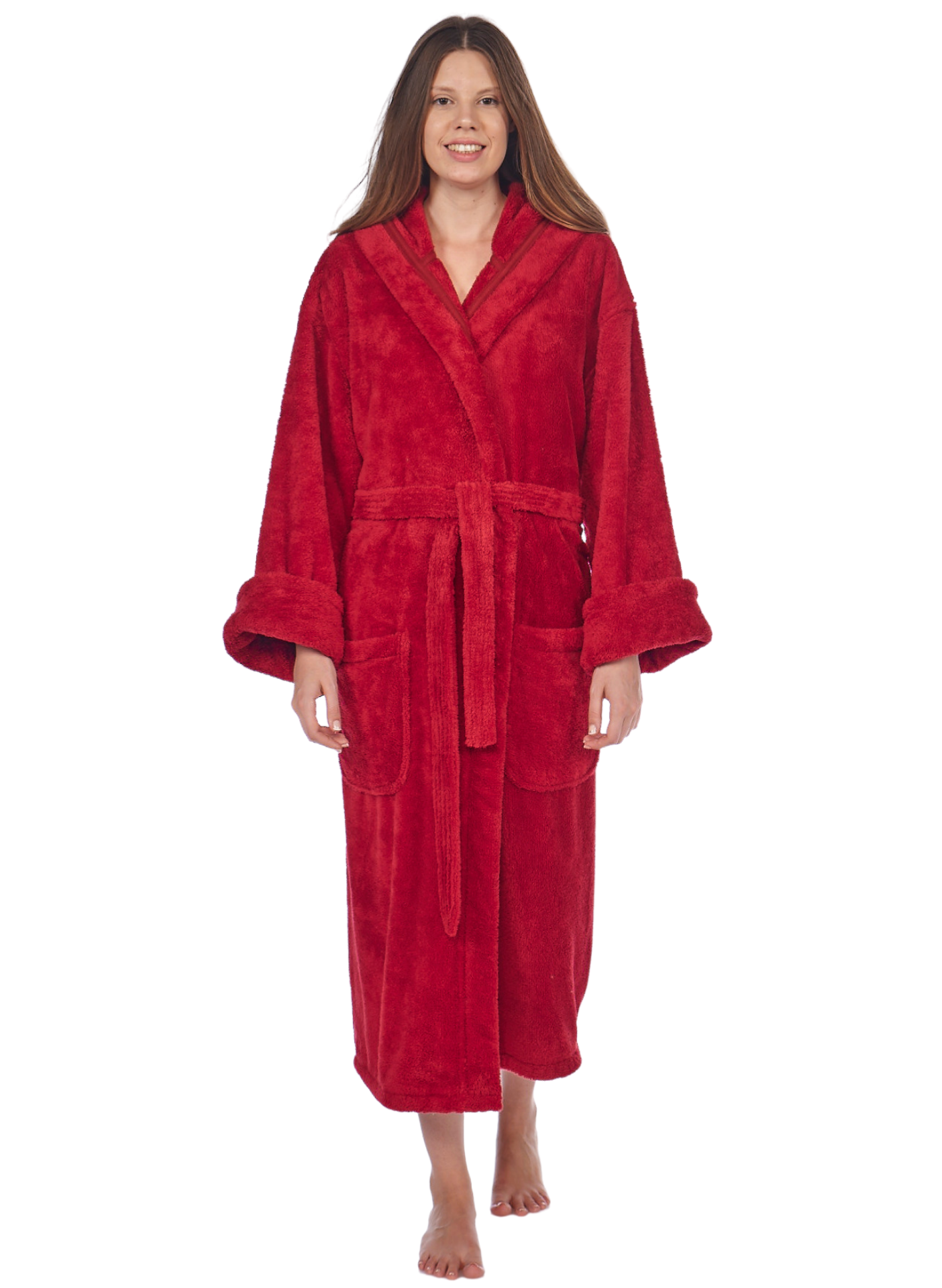 Fleece Plush, Soft and Warm Hooded Bathrobe, Made in Turkey