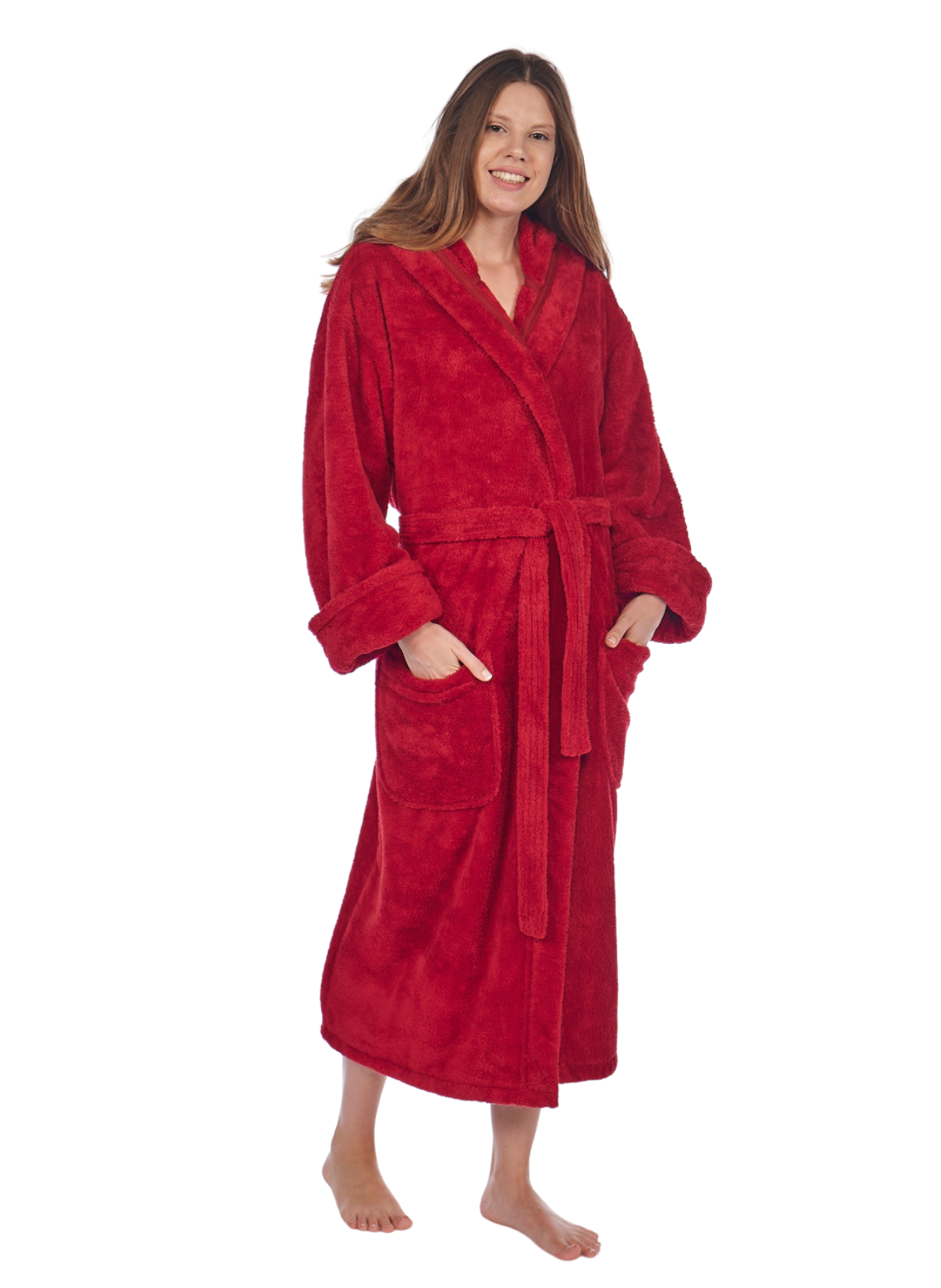 Fleece Plush, Soft and Warm Hooded Bathrobe, Made in Turkey