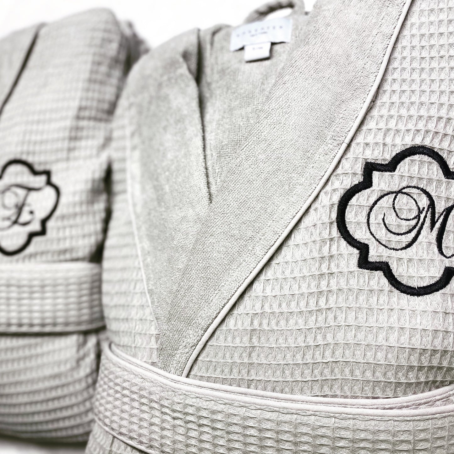 2nd Anniversary Cotton Gift for Couples, Personalized 100% Cotton Waffle/Terry Spa Robe | Made in Turkey, Custom, Embroidered, Wedding Robe