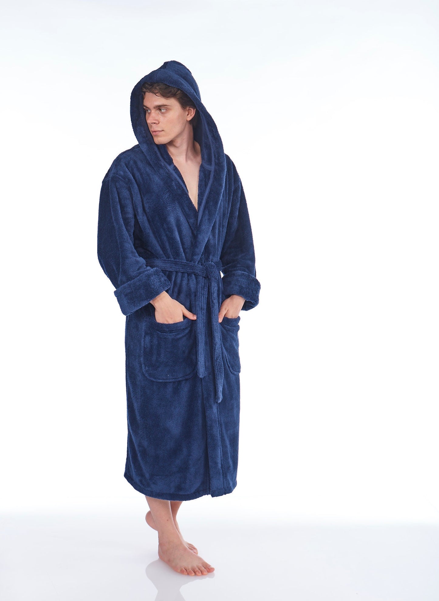 Gift for Him, Personalized, Fleece Plush, Soft, Plush and Warm Hooded Bathrobe | Made in Turkey, Monogrammed, One Size Fits Most / Medium