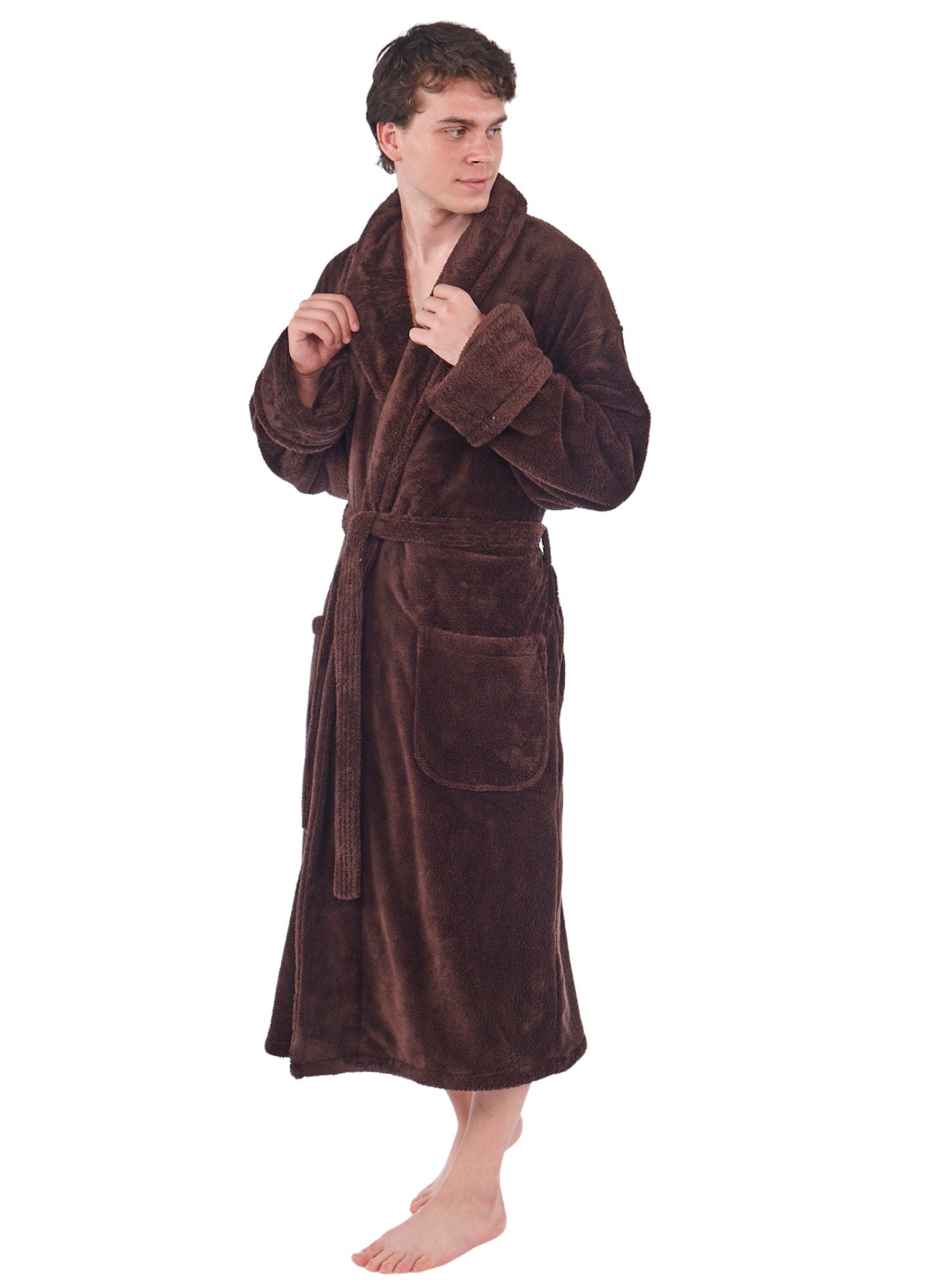 Men's Robe, Gift for Him, Personalized, Fleece Plush, Soft and Warm Shawl Robe, Made in Turkey, Monogrammed, Custom Wedding, Birthday Gift