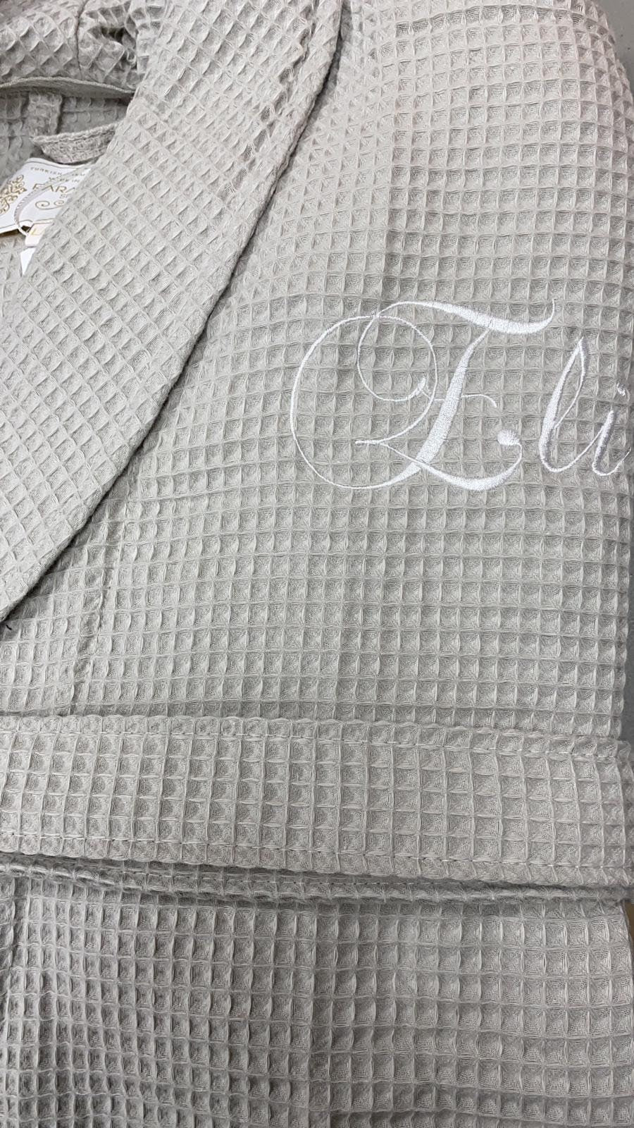 2nd Anniversary Cotton Gift for Couples, Personalized 100% Cotton Waffle Shawl Spa Robe, Bridesmaid robe, Monogrammed Wedding, Birthday Gift