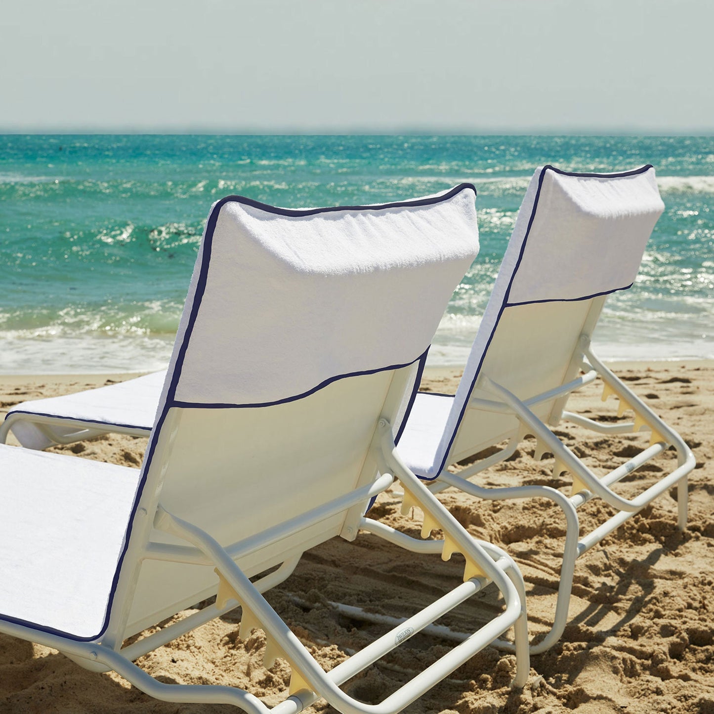 Personalized Quick-Dry Lounge Chair Covers, 100% Cotton Terry with Piping, 480 GSM, 30" x 85", Made in Turkey