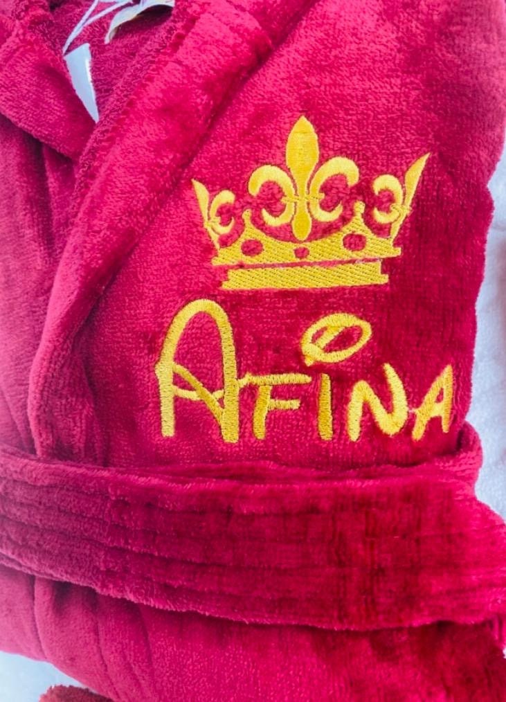 Personalized, Monogrammed, Custom, 100% Cotton Terry Velour, Luxurious, Plush Hooded Robe, Made in Turkey, One Size Fits Most / Medium