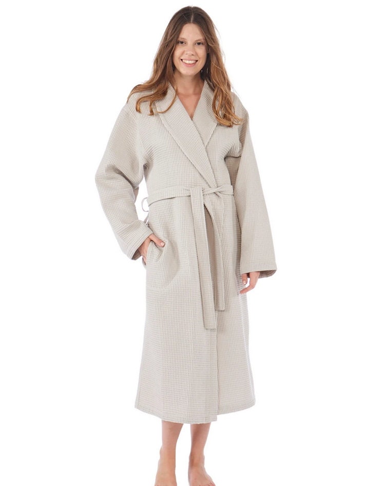 2nd Anniversary Cotton Gift for Couples, Personalized 100% Cotton Waffle Shawl Spa Robe, Bridesmaid robe, Monogrammed Wedding, Birthday Gift