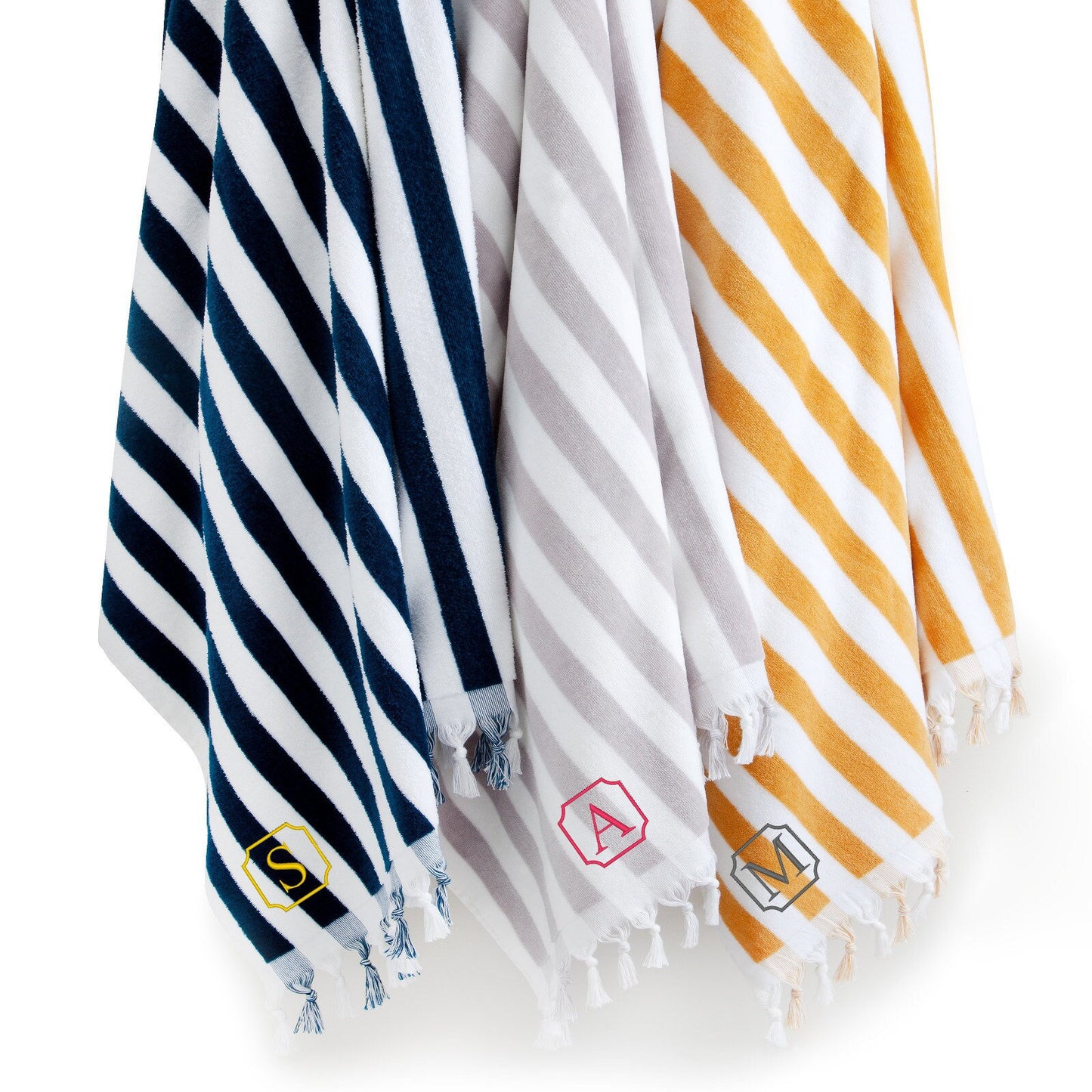 Personalized 100% Cotton Yarn Dye Velour Stripe Pool + Beach Towel | Summer Essential, Made in Turkey, Gift for Summer