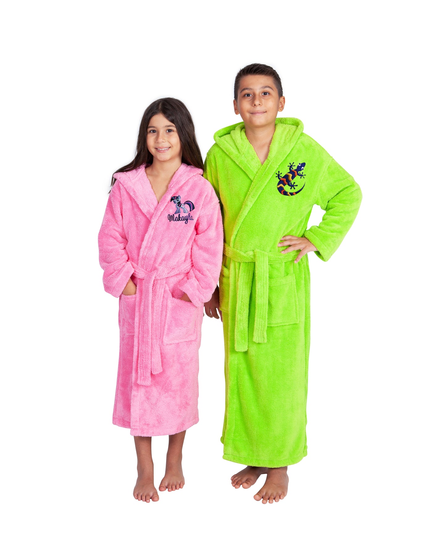 Kids Fleece, Plush, Soft and Warm Hooded Bathrobe for Girls, Made in Turkey