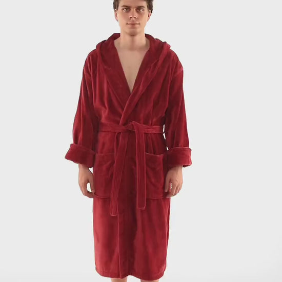 Personalized, Monogrammed, Custom, 100% Cotton Terry Velour, Luxurious, Plush Hooded Robe, Made in Turkey, One Size Fits Most / Medium