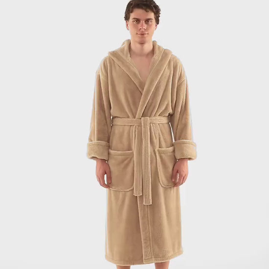 Gift for Him, Personalized, Fleece Plush, Soft, Plush and Warm Hooded Bathrobe | Made in Turkey, Monogrammed, One Size Fits Most / Medium