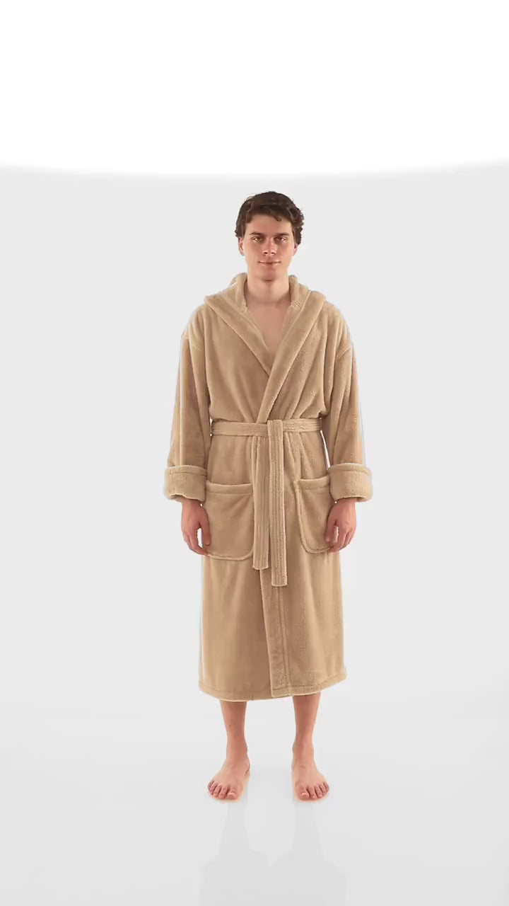 Gift for Him, Personalized, Fleece Plush, Soft, Plush and Warm Hooded Bathrobe | Made in Turkey, Monogrammed, One Size Fits Most / Medium