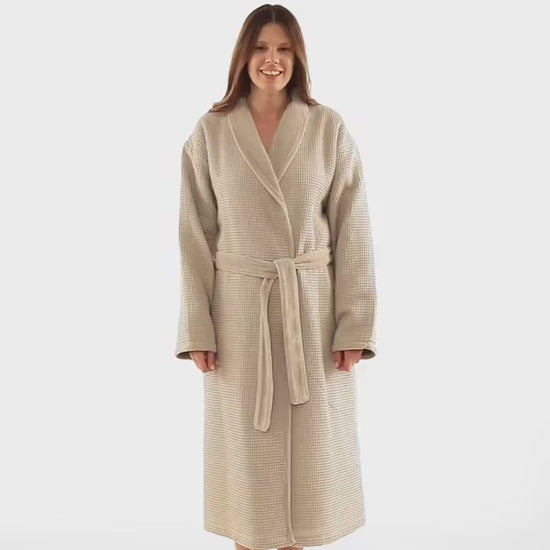 2nd Anniversary Cotton Gift for Couples, Personalized 100% Cotton Waffle/Terry Spa Robe | Made in Turkey, Custom, Embroidered, Wedding Robe