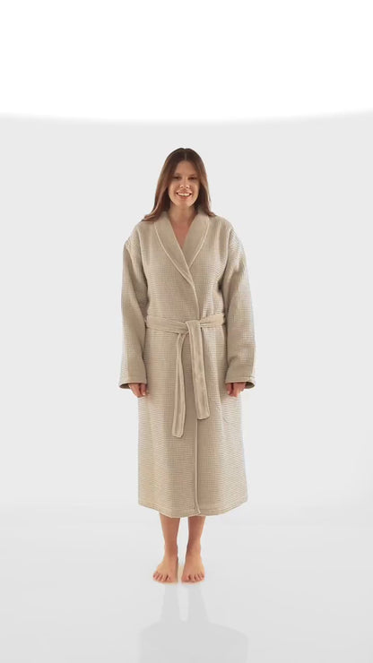 2nd Anniversary Cotton Gift for Couples, Personalized 100% Cotton Waffle/Terry Spa Robe | Made in Turkey, Custom, Embroidered, Wedding Robe