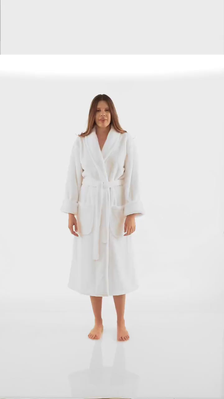 Women's Robe, Gift for Her, Personalized, Fleece Plush, Soft and Warm Shawl Bathrobe | Made in Turkey, Monogrammed Wedding, Birthday Gift