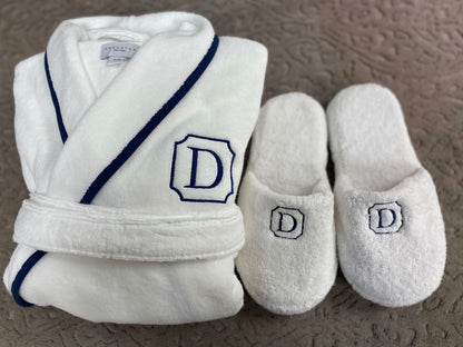 Plush Robe with Piping, Made in Turkey