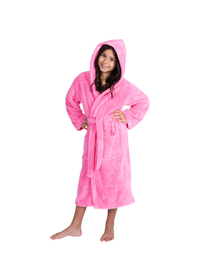 Kids Fleece, Plush, Soft and Warm Hooded Bathrobe for Girls, Made in Turkey