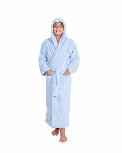 Kids Fleece, Plush, Soft and Warm Hooded Bathrobe for Boys, Made in Turkey