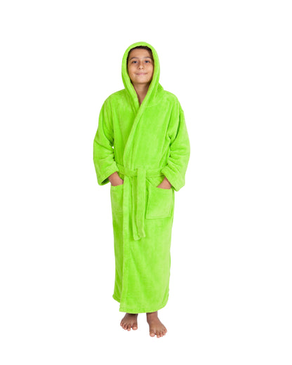 Kids Fleece, Plush, Soft and Warm Hooded Bathrobe for Boys, Made in Turkey