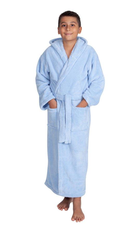 Kids Fleece, Plush, Soft and Warm Hooded Bathrobe for Boys, Made in Turkey