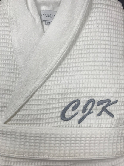 2nd Anniversary Cotton Gift for Couples, Personalized 100% Cotton Waffle/Terry Spa Robe | Made in Turkey, Custom, Embroidered, Wedding Robe