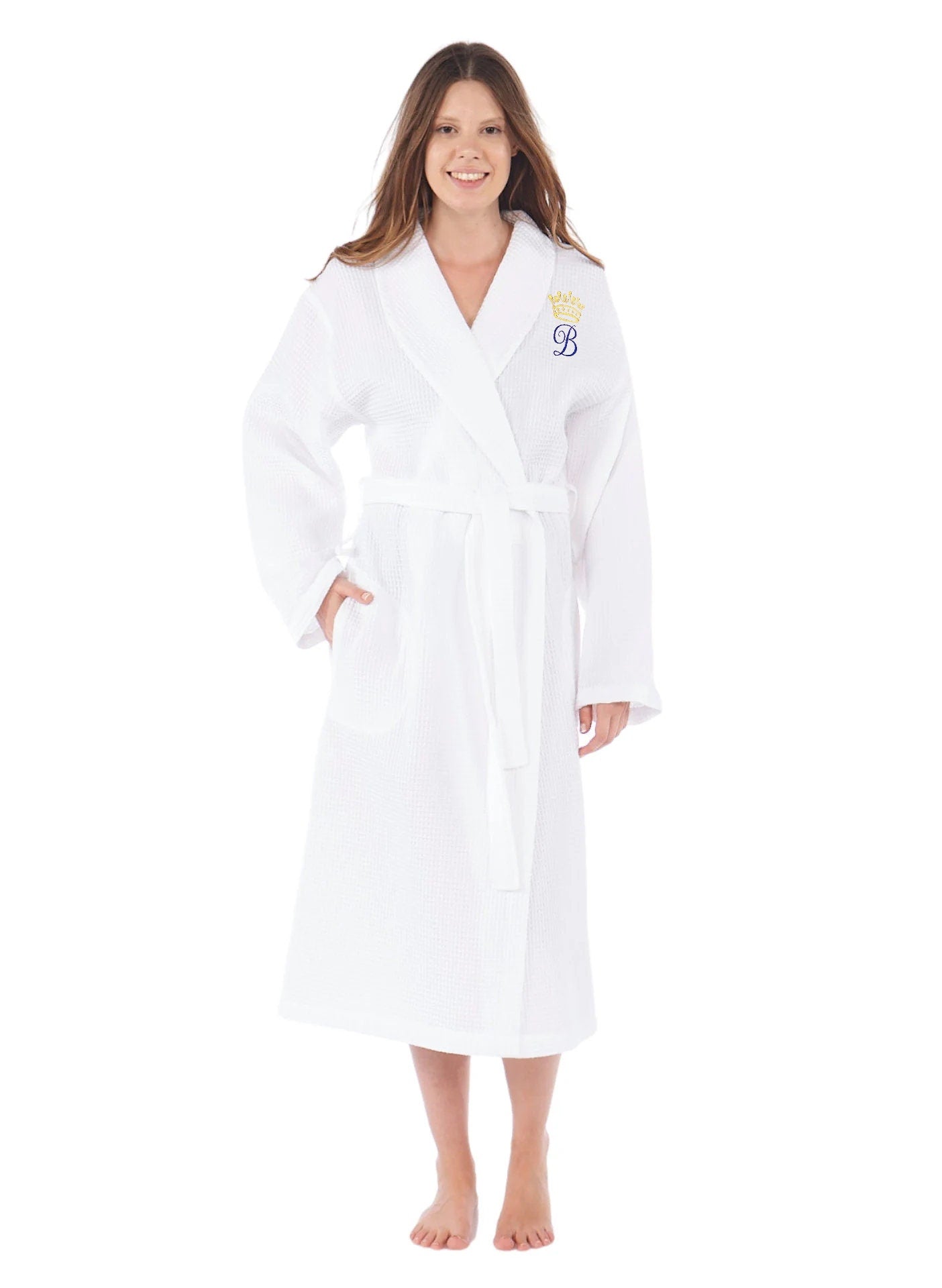 2nd Anniversary Cotton Gift for Couples, Personalized 100% Cotton Waffle Shawl Spa Robe, Bridesmaid robe, Monogrammed Wedding, Birthday Gift