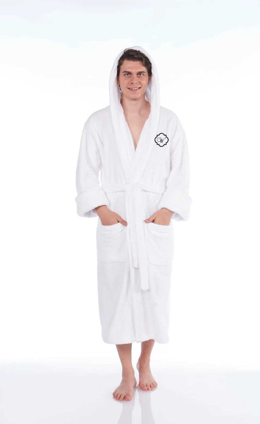 Gift for Him, Personalized, Fleece Plush, Soft, Plush and Warm Hooded Bathrobe | Made in Turkey, Monogrammed, One Size Fits Most / Medium
