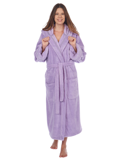 Fleece Plush, Soft and Warm Hooded Bathrobe, Made in Turkey